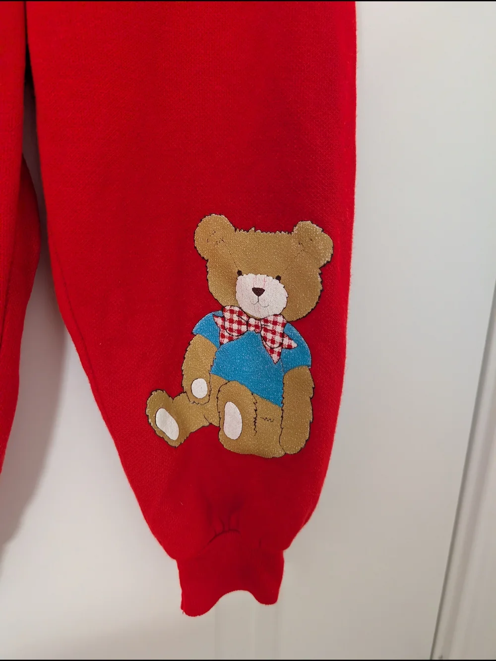 Vintage Girls 2 Piece Red Teddy Bear And Heart Sweatshirt And Jogger‎ Set